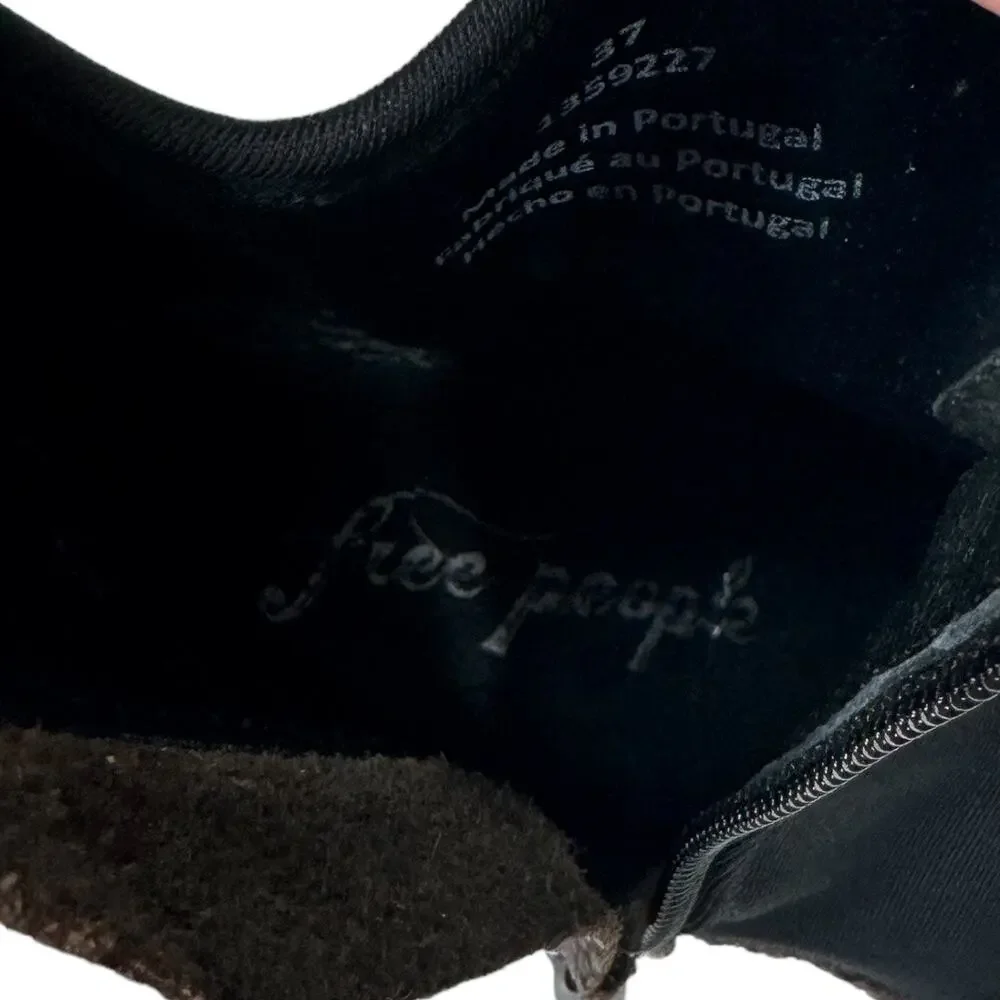 Free People Jackson West Ankle Boot 37 7 Brown Black Leather Bootie Boho - Picture 9 of 10